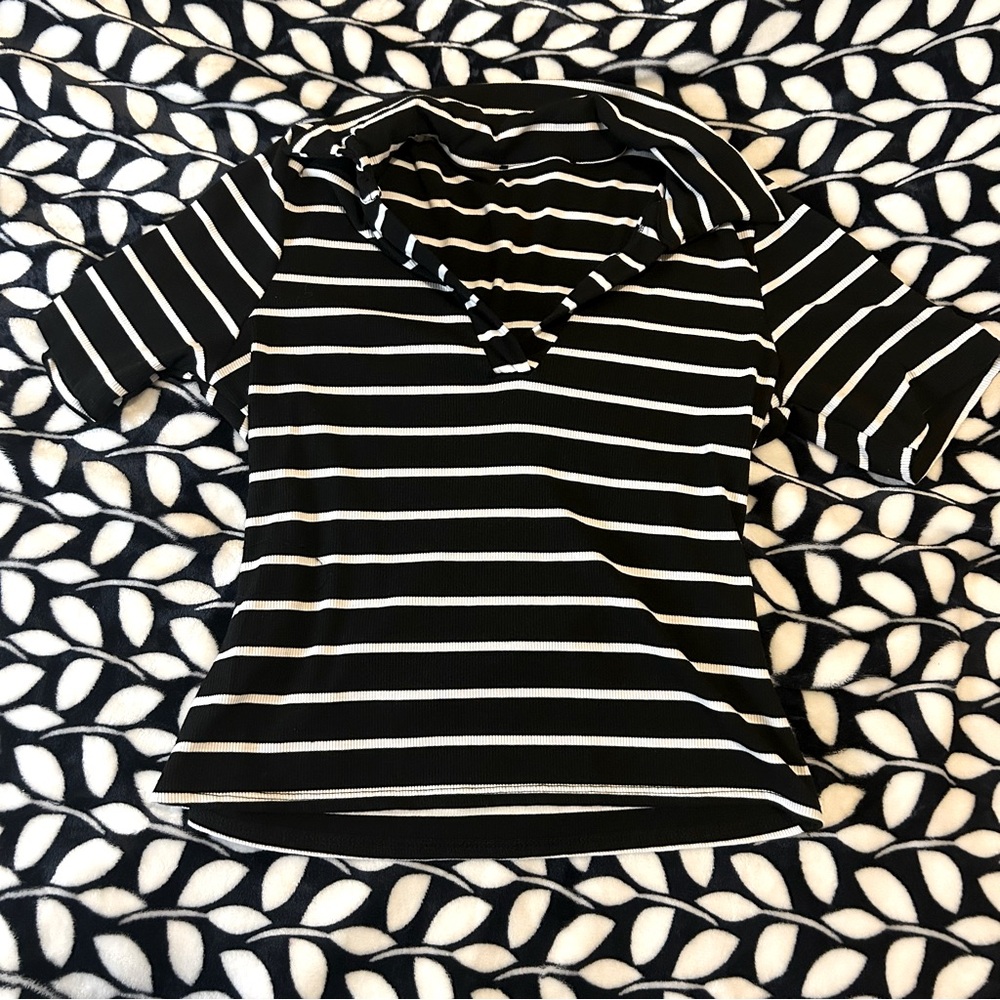 Black and White Striped Women's Top